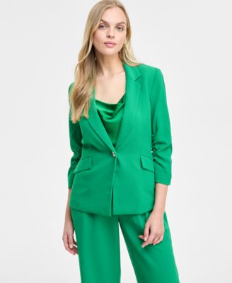 Bar III - Women's Ruched-Sleeve One-Button Blazer