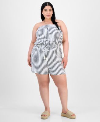 Derek Heart - Trendy Plus Size Striped Strapless Romper