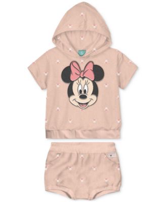 Disney - Baby Girls Minnie Mouse Terry Hoodie & Shorts, 2 Piece Set