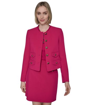 KARL LAGERFELD PARIS - Women's Collarless Four-Pocket Crop Blazer