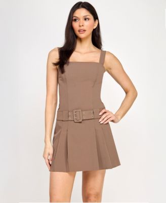 SENI & CADE - Juniors' Sleeveless Belted Sheath Dress