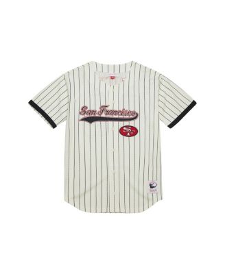 Mitchell & Ness - Men's Jerry Rice Cream San Francisco 49ers Name Number Mesh Button-Up Baseball Jersey