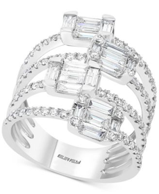 EFFY Collection - Diamond Multi-Row Baguette Statement Ring (1-5/8 ct. t.w.) in 18k White Gold
