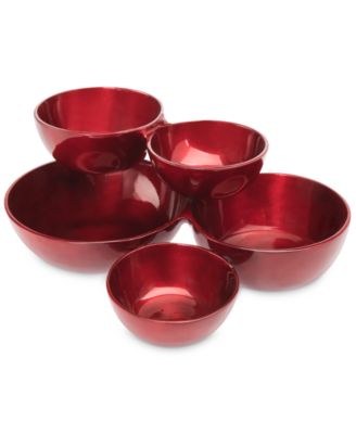 Godinger - Red Cluster Serving Bowls, Set of 5