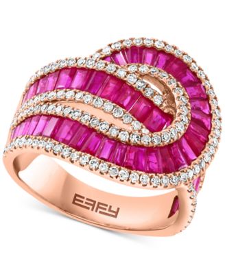 EFFY Collection - Ruby (3-1/4 ct. t.w.) & Diamond (5/8 ct. t.w.) Swirl Statement Ring in 14k Rose Gold