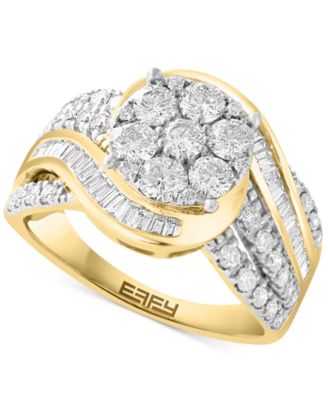 EFFY Collection - Diamond Baguette & Round Cluster Swirl Ring (1-3/8 ct. t.w.) in 14k Gold