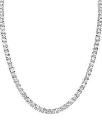 Bulova - Men's Icon White Topaz (1/10 ct. t.w.) Tennis 22" Necklace in Sterling Silver