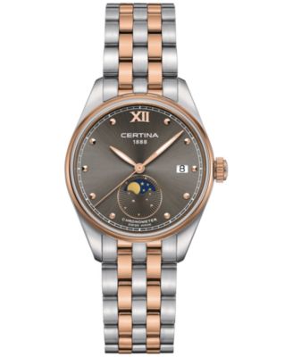 Certina - Women's Swiss DS-8 Moon Phase Two-Tone Stainless Steel Bracelet Watch 33mm