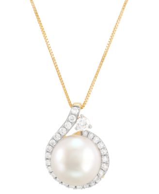 Grown With Love - Cultured Ming Pearl (11mm) & Lab Grown Diamond (3/8 ct. t.w.) in 14k Gold