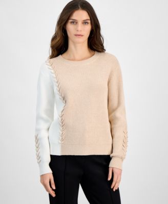 T Tahari - Women's Mixed-Stitch Colorblocked Sweater