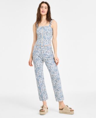 Levi's - Women's Floral Bustier Top & Ankle Jeans