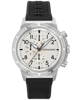 Ferragamo - Men's Swiss Chronograph Sport Black Silicone Strap Watch 44mm