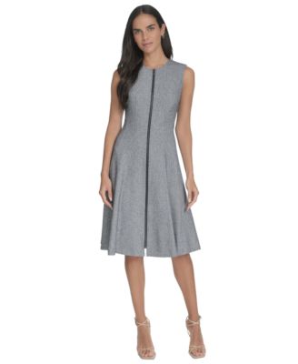 Calvin Klein - Women's Jewel-Neck Zip-Front Sleeveless Dress