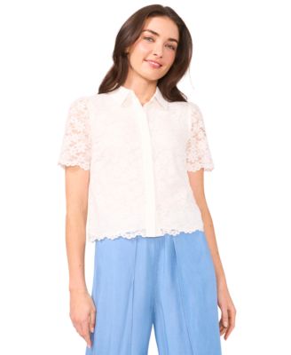 CeCe - Women's Lace Short-Sleeve Shirt