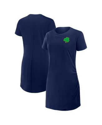 Fanatics - Women's Navy Notre Dame Fighting Irish Relaxed Fit Drape T-Shirt Dress