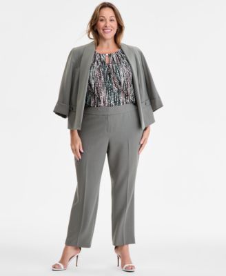 Kasper - Plus Size High-Rise Slim-Leg Pants