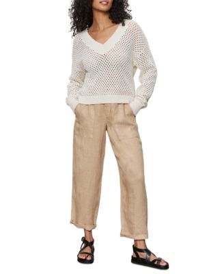 Sanctuary - Women's Airy Openwork Cotton V-Neck Sweater