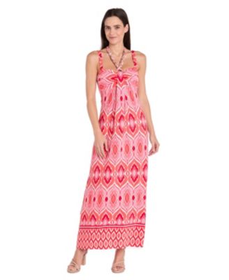 R & M Richards - Women's Border-Print Sleeveless Maxi Dress