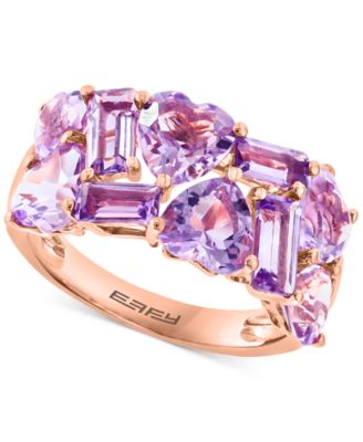 EFFY Collection - Amethyst (7/8 ct. t.w.) & Pink Amethyst (4 ct. t.w.) Heart & Baguette Cluster Ring in 14k Rose Gold