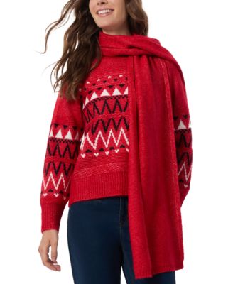 Jones New York - Petite Fair Isle Sweater with Scarf