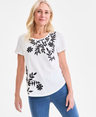 Style & Co - Women's Graphic Knit Crewneck T-Shirt
