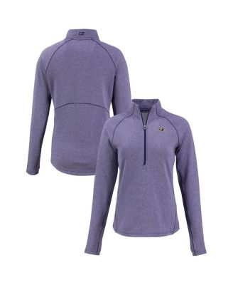 Cutter & Buck - Women's Cutter Buck Heather Purple Baltimore Ravens Peshastin Eco Fleece Tri-Blend Raglan Half-Zip Jacket