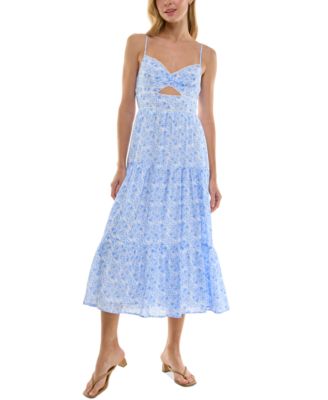Trixxi - Juniors' Floral-Print Keyhole Midi Dress