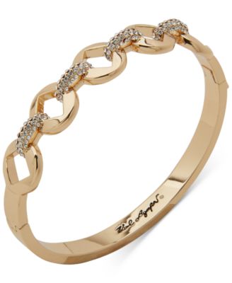 KARL LAGERFELD PARIS - Gold-Tone Pav&eacute; Square-Cut Link Bangle Bracelet