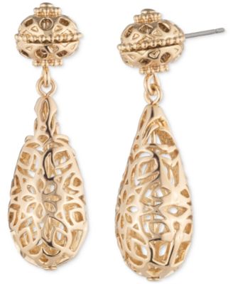 Marchesa - Gold-Tone Filigree Tear-Shape Drop Earrings