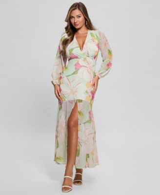 GUESS - Women'e Talia Tropical-Print Front-Slit Maxi Dress