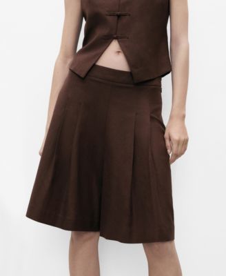 MANGO - Women's Linen-Blend Suit Bermuda Shorts