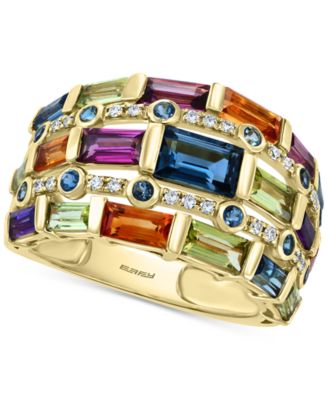 EFFY Collection - Multi-Gemstone (3-3/4 ct. t.w.) & Diamond (1/10 ct. t.w.) Statement Ring in 14k Gold