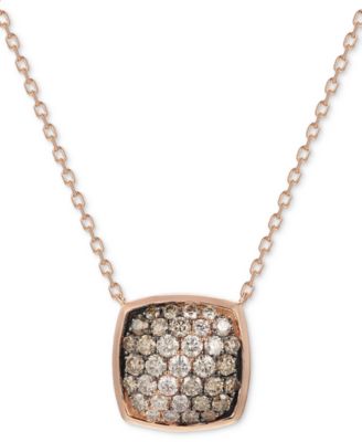 Le Vian - Chocolate Ombr&eacute; Diamond&reg; & Vanilla Diamond Cluster Adjustable 18" Pendant Necklace (1-1/20 ct. t.w.) in 14k Rose Gold
