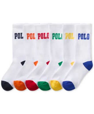 Polo Ralph Lauren - Toddler Boys Performance Polo Logo Cushioned Crew Socks, 6-Pack