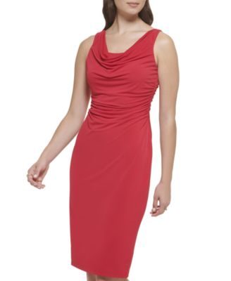 kensie - Women's Cowlneck Jersey Knit Sheath Dress