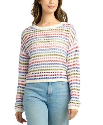 BCX - Juniors' Striped Open Knit Sweater