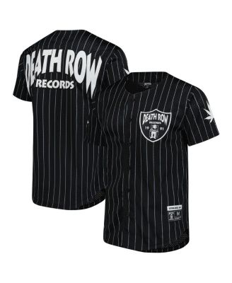 Lids - Men's Black Death Row Records Pin Stripe Baseball Jersey