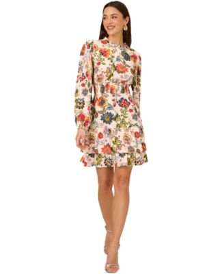 Adrianna - Women's Ruffled Floral Fit & Flare Dress