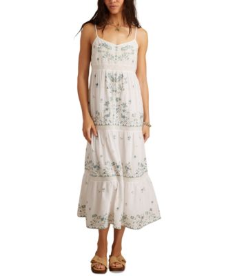 Lucky Brand - Women's Embroidered Floral Sleeveless Maxi Dress