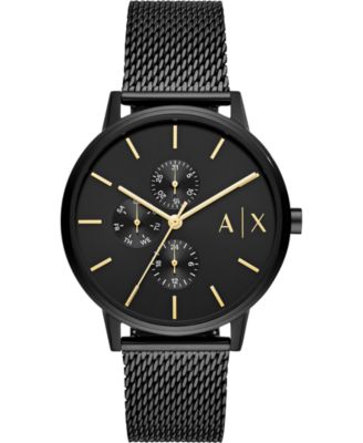 A|X Armani Exchange - Men's Cayde Black Stainless Steel Mesh Bracelet Watch 42mm