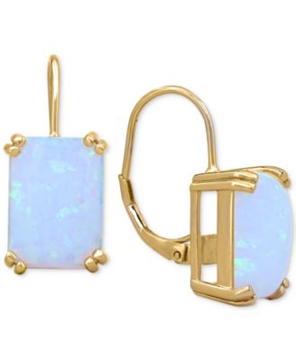 Macy's - Lab-Grown Opal Leverback Hoop Earrings (9 ct. t.w.) in 14k Gold-Plated Sterling Silver
