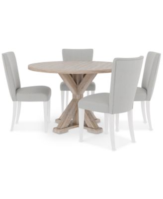 Furniture - Catriona 5pc Dining Set (Round Dining Table & 4 Upholstered Side Chairs)