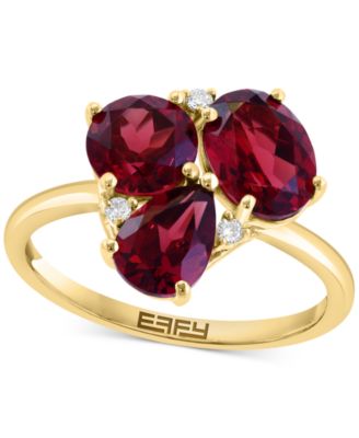 EFFY Collection - Garnet (3-3/4 ct. t.w.) & Diamond (1/20 ct. t.w.) Mixed Cut Cluster Ring in 14k Gold