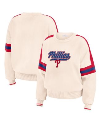 WEAR by Erin Andrews - Women's Cream Philadelphia Phillies Stripe Pullover Sweater