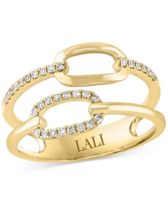 LALI Jewels - Diamond Chain Link Double Row Ring (1/6 ct. t.w.) in 14k Gold