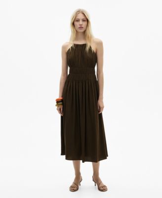 MANGO - Women's Gathered Waist Midi-Dress
