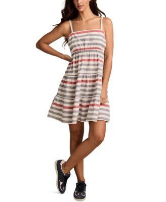 Lucky Brand - Women's Striped Cotton Tie-Back Mini Dress