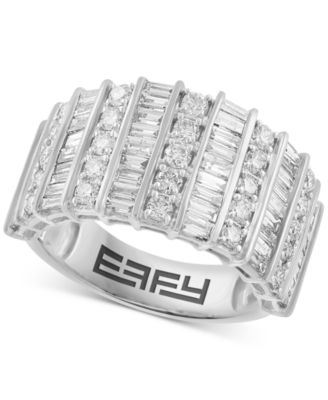 EFFY Collection - Diamond Round & Baguette Multirow Statement Ring (1-7/8 ct. t.w.) in 14k White Gold