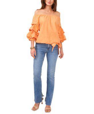 Vince Camuto - Women's Off-The-Shoulder Bubble-Sleeve Tie-Front Blouse