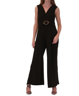 Robbie Bee - Women's Belted Sleeveless Wide-Leg Jumpsuit